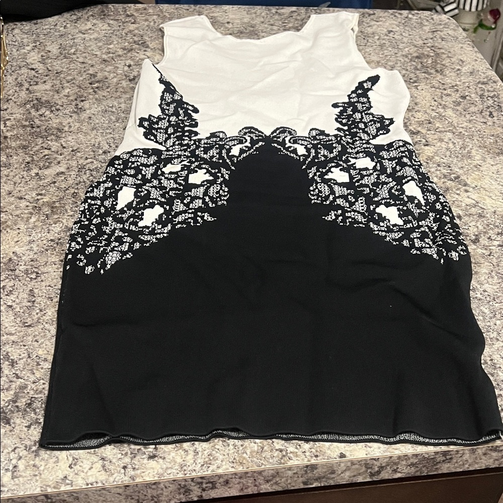 BCBGMaxAzria Black and White Lace Tank Top